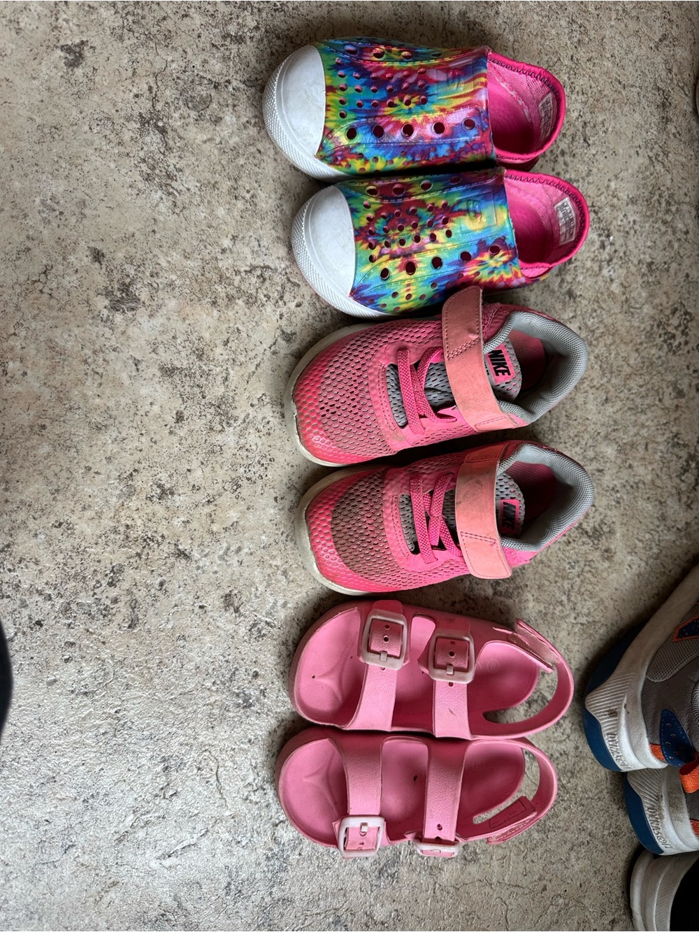 Nike Pink Kids Hook-and-Loop Athletic Sneakers